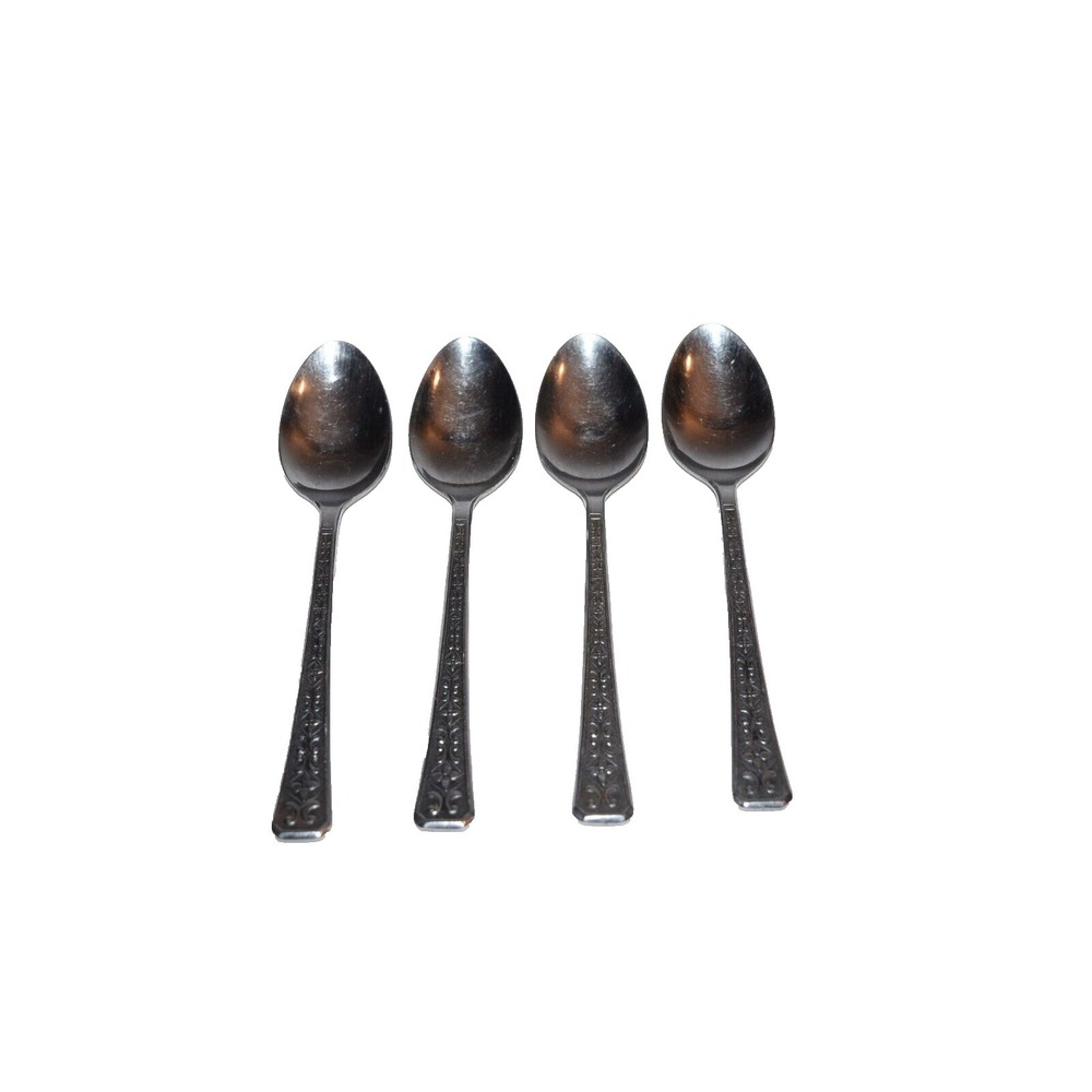INTERPUR Stainless Japan FLORENZ  4 PETALS Flower 4 Teaspoons 6 1/2" Vtg‎